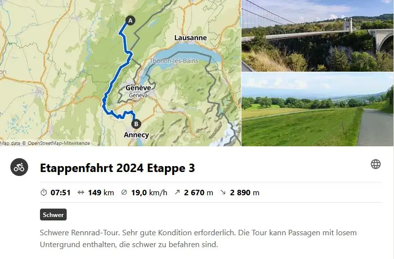 Etappenfahrt zum Mont Ventoux: 3. Etappe von Foncine-le-Haut nach Annecy