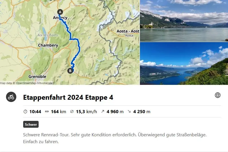 Etappenfahrt zum Mont Ventoux: Etappe von Annecy nach La Tuvière