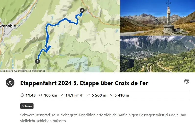 Etappenfahrt zum Mont Ventoux: Etappe über Croix de Fer nach Le Plan du Col