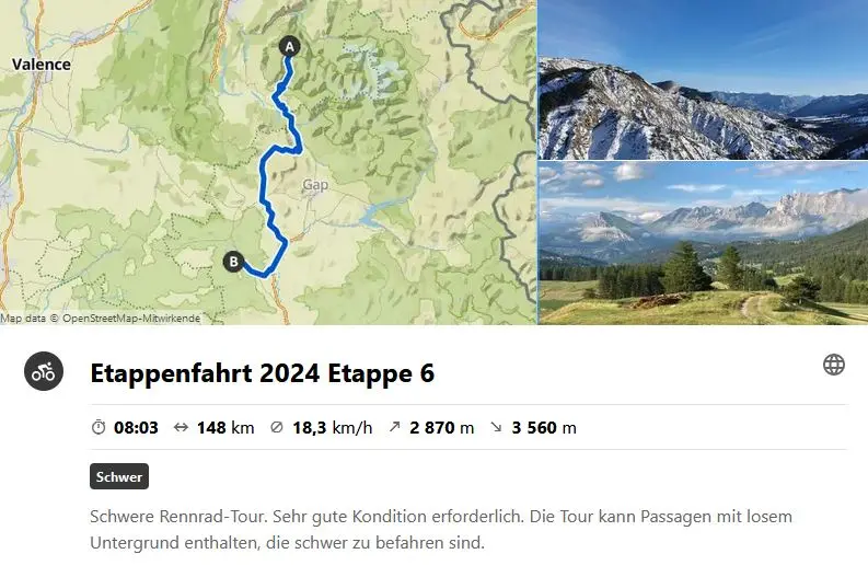 Etappenfahrt zum Mont Ventoux: 6. Etappe von Le Plan du Col nach Gite du Mont-Garde